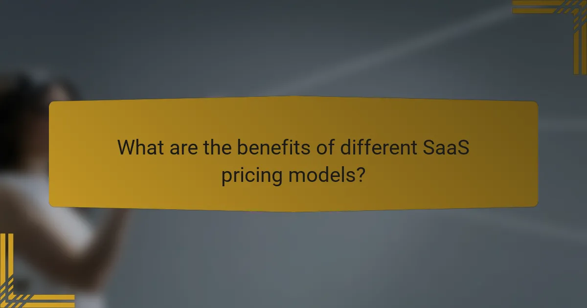 What are the benefits of different SaaS pricing models?